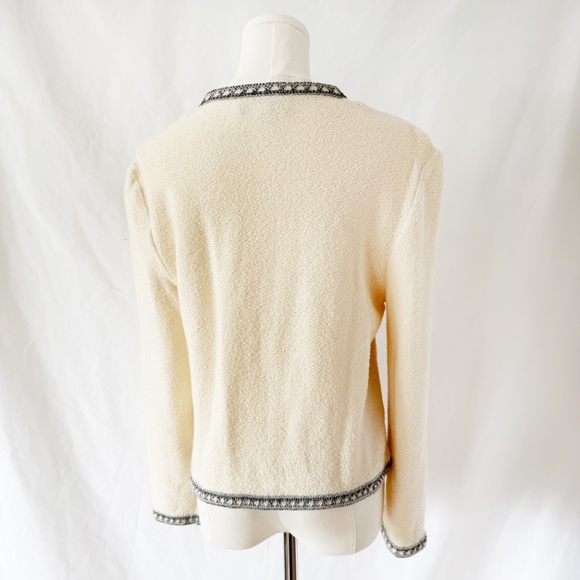 Vintage St. John Collection by Marie Gray -- Ivory Tweed Knit Jacket Size 10 - Picture 4 of 8